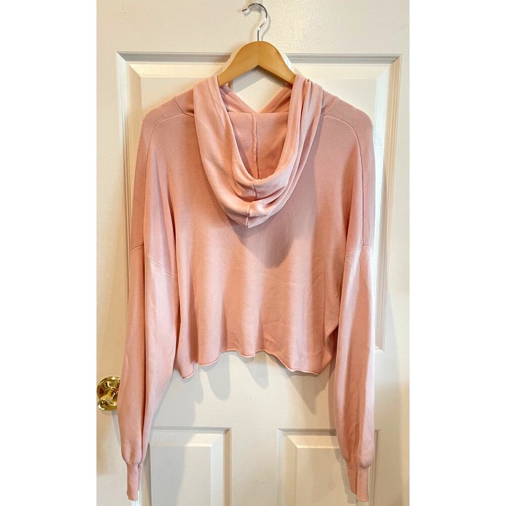 Zara Soft Knit Cropped Hoodie Sweater Light Pink Pastel Size M - Picture 6 of 8